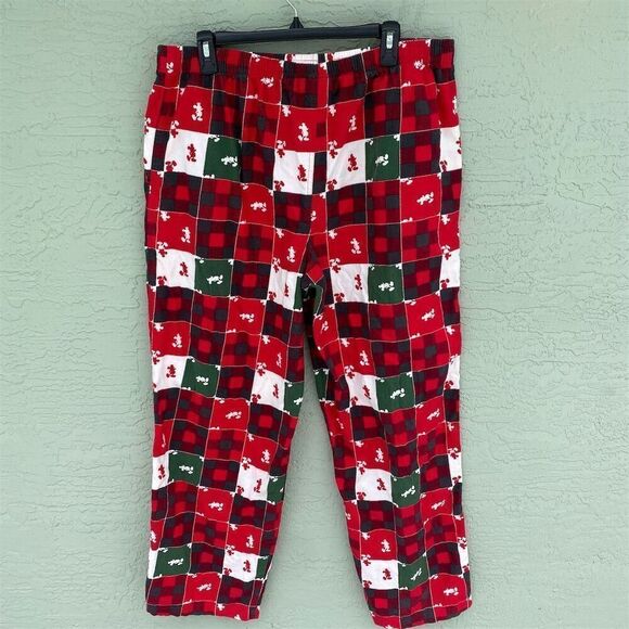 Disney Parks Christmas Flannel Pajama Pants Mickey Mouse Patchwork Size XL - Picture 2 of 10
